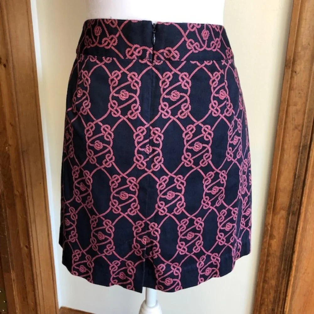 VINEYARD VINES Nautical Rope Navy Pink A Line Skirt 10